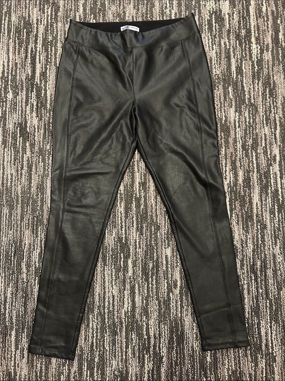 Vylette Black Faux Leather Leggings